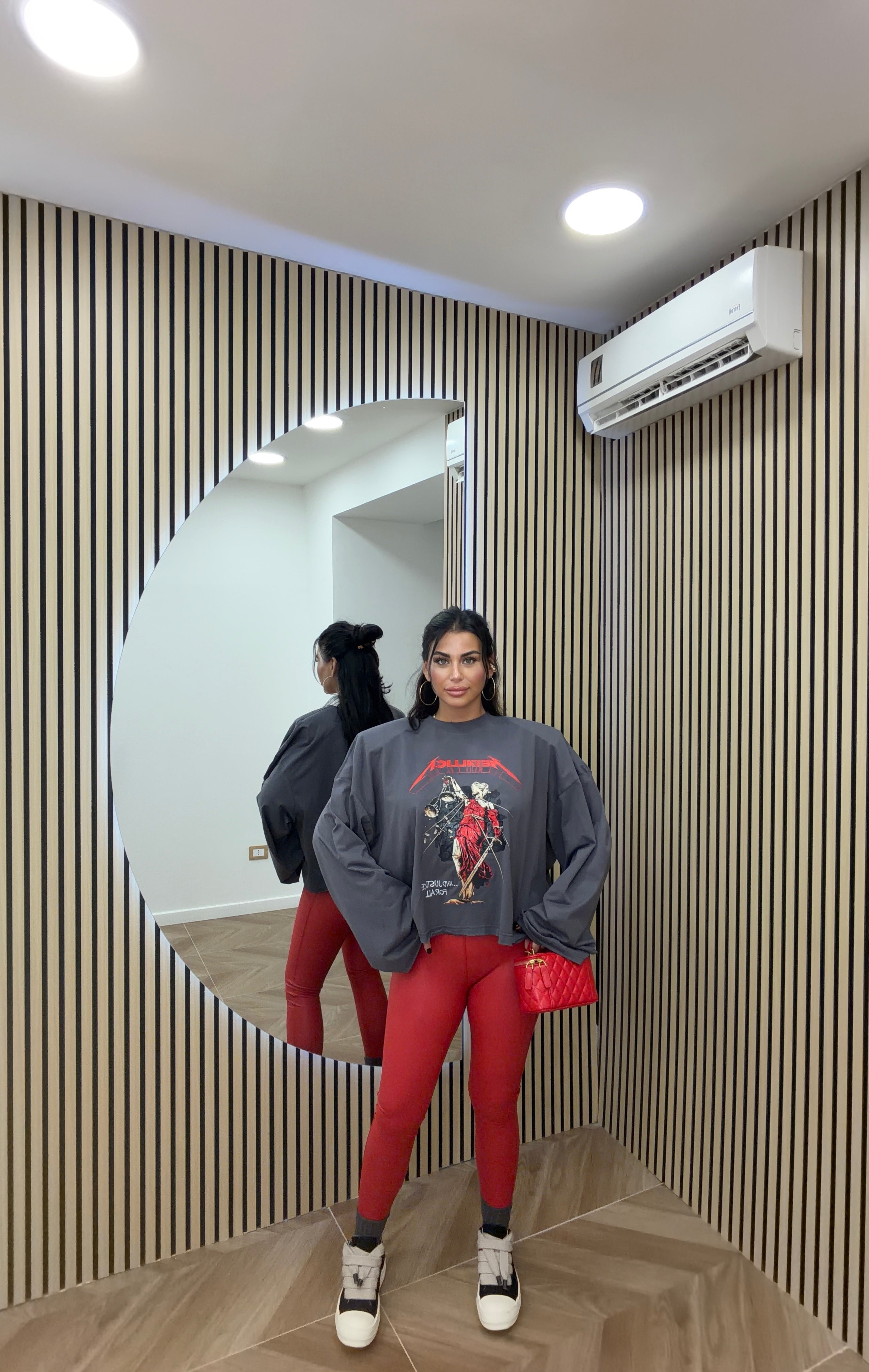 Leggins Rosso In Pelle